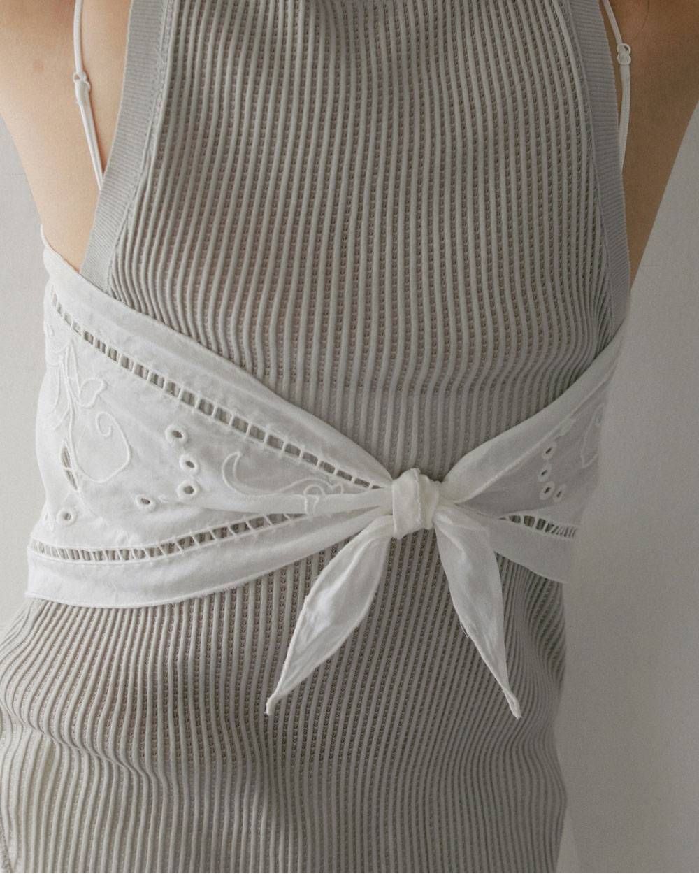 カットワークスカーフ (ホワイト) Cutwork Scarf (White) / 27SS
