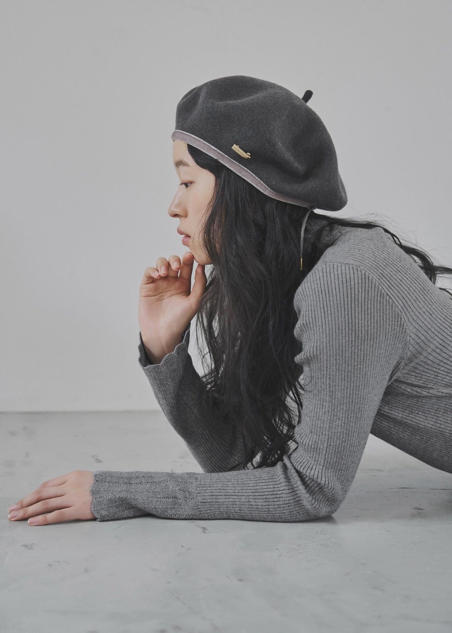 scallop high neck flare sleeve knit / ハイネックフレアスリーブニット (グレー) / 25AW /