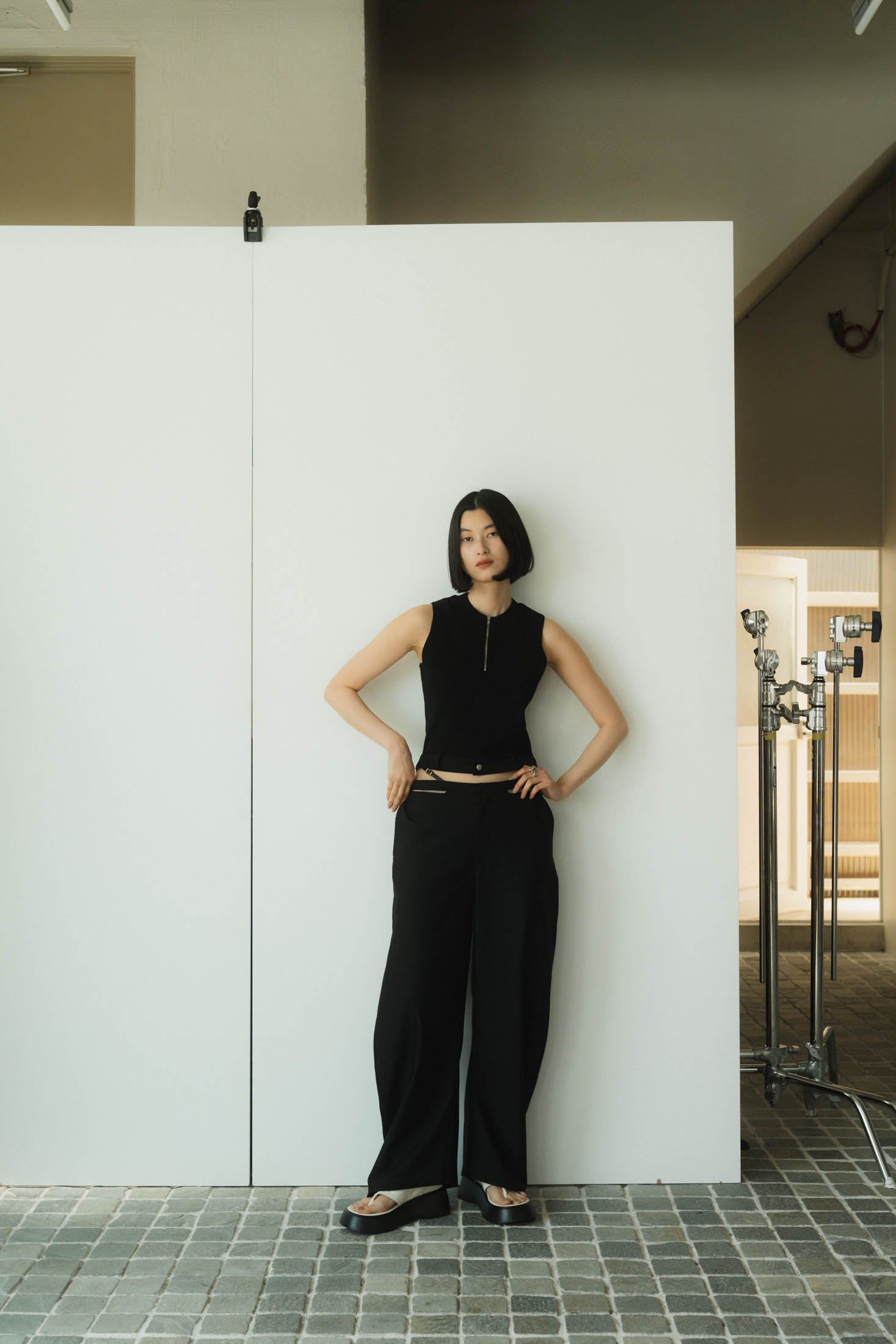 Knuth Marf - half zip knit tank top / ハーフジップ ニット