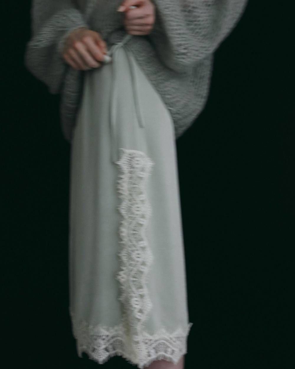 サテンレーススカート (ミント) Satin Lace Skirt (MInt) / 26AW 【6月29日まで期間限定予約】
