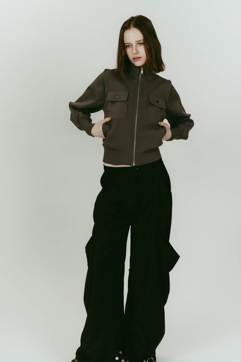 pocket zip up knit (Gray) / ポケットジップアップニット (グレー) / 26SS