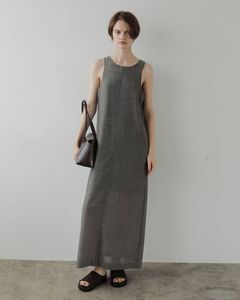 ウールシャンブレー ノースリーブワンピース (グレージュ) Woolchambray Sleeveless Onepiece (Graige) / 27SS
