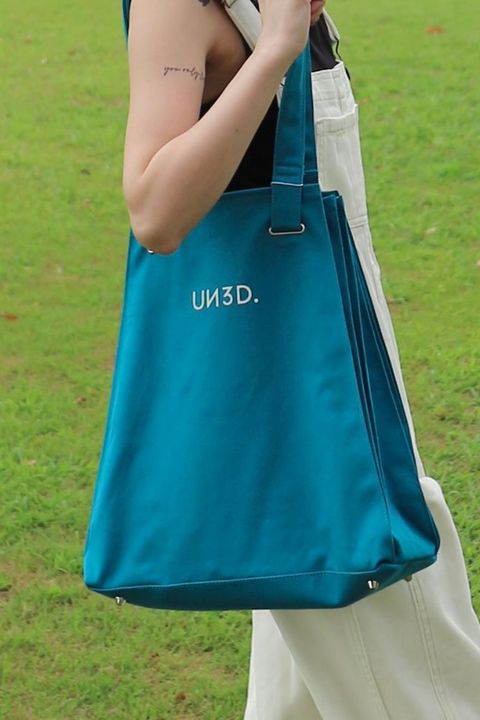 ORIGAMI PLEATS TOTE / オリガミプリーツトート (ターコイズ) / 内ポケット付き / 裏面コーティング生地 / A4サイズ収納可
