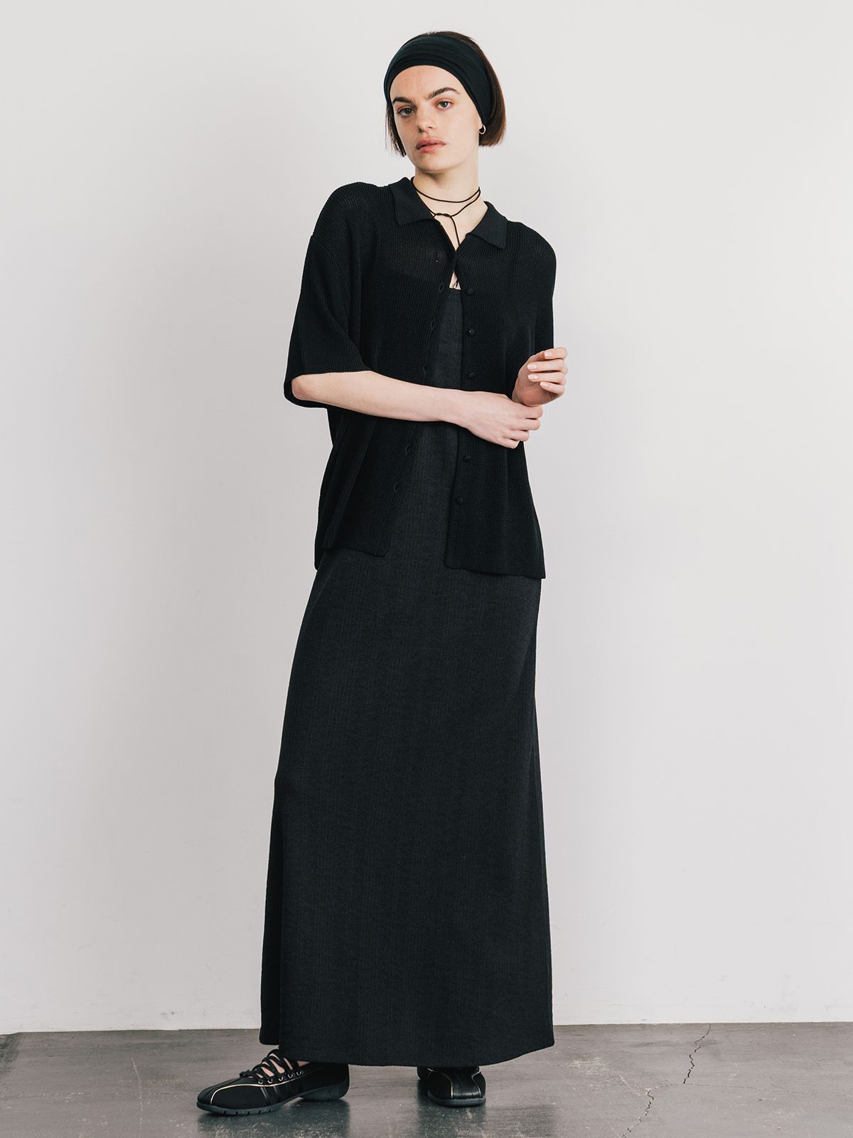【25SS】ACETATE KNIT SHIRTS / アセテート ニットシャツ (ブラック)
