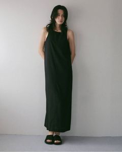 ウールシャンブレー ノースリーブワンピース (ブラック) Woolchambray Sleeveless Onepiece (Black) / 27SS