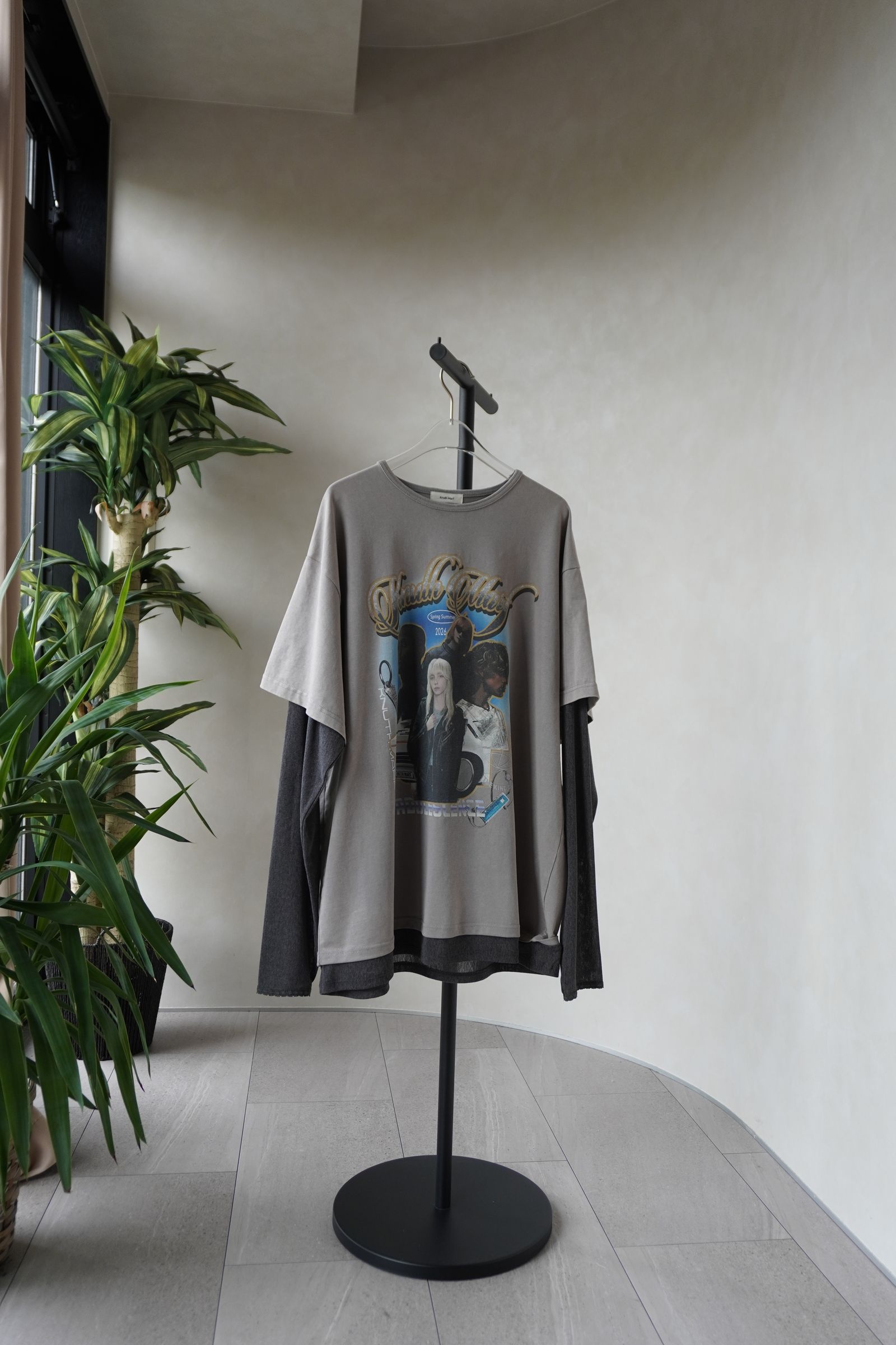 レイヤードTシャツ (グレー) AI future layered t-shirt(unisex) (Gray) /  26SS