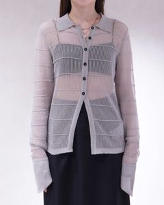 シアーボーダー ニットシャツ (アイスブルー) Sheerborder Knit Shirts (Iceblue) / 26SS