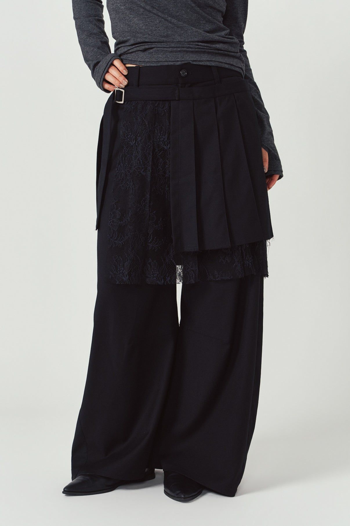 プリーツスカートパンツ (ブラック) pleated skirt pants (Black) / 26AW