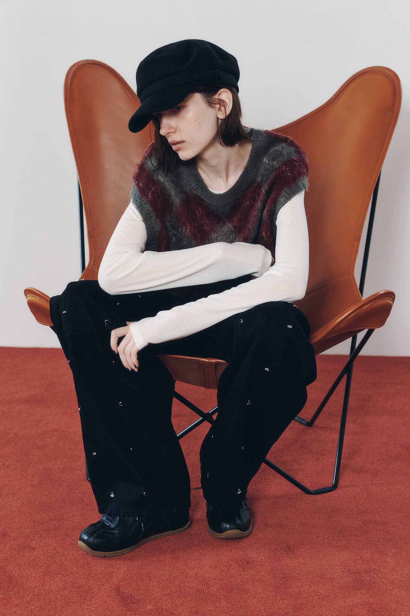 アーガイルニットベスト (レッド) argyle knit vest (Red) / 26AW