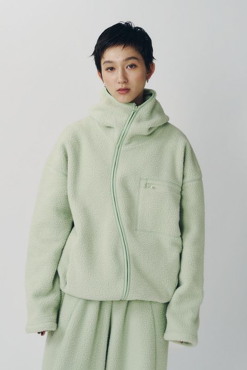 カーブジップ ボアフーディ (ミント) curved zip boa hoodie(unisex) (Mint) / 26AW