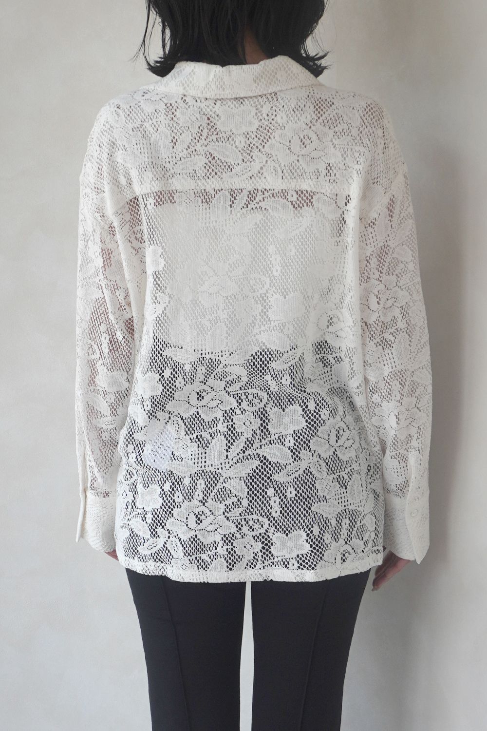 OPEN COLLAR RACE SHIRT / オープンカラー レースシャツ (ホワイト)