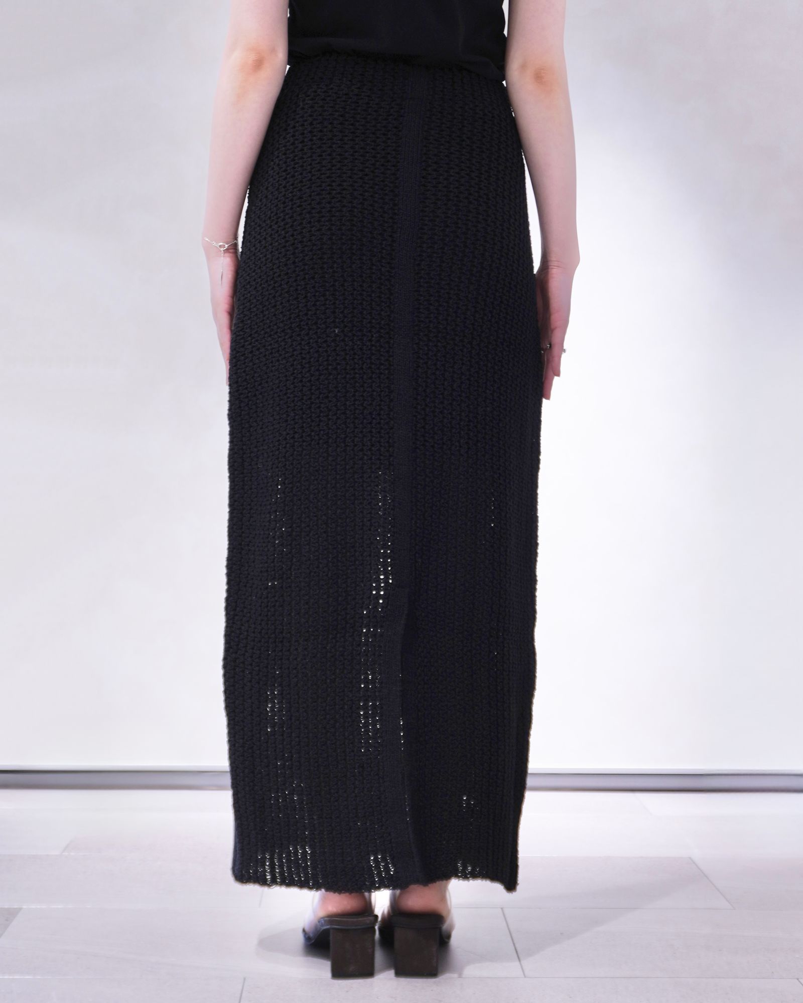 ànuke - クロシェニットスカート (ブラック) Crochet Knit Skirt