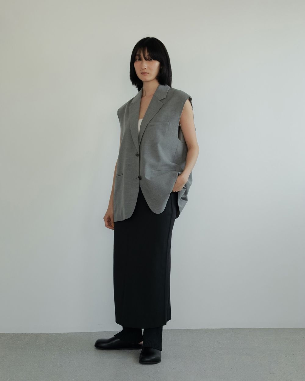 Cutoff Over Vest / カットオフ オーバーベスト (グレー)