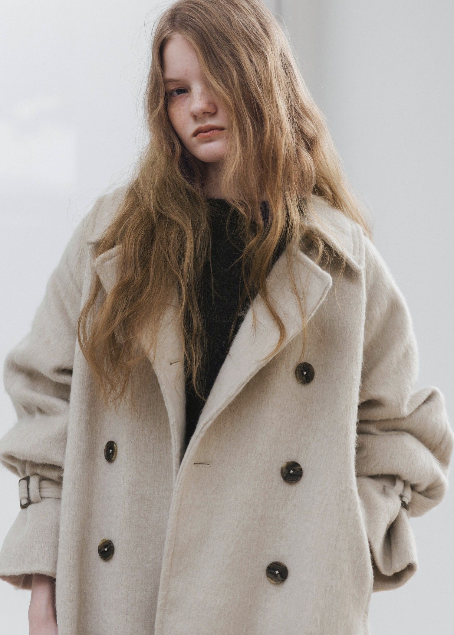 shaggy volume sleeve trench long coat / シャギー トレンチコート (ミルクティー) / 25AW /