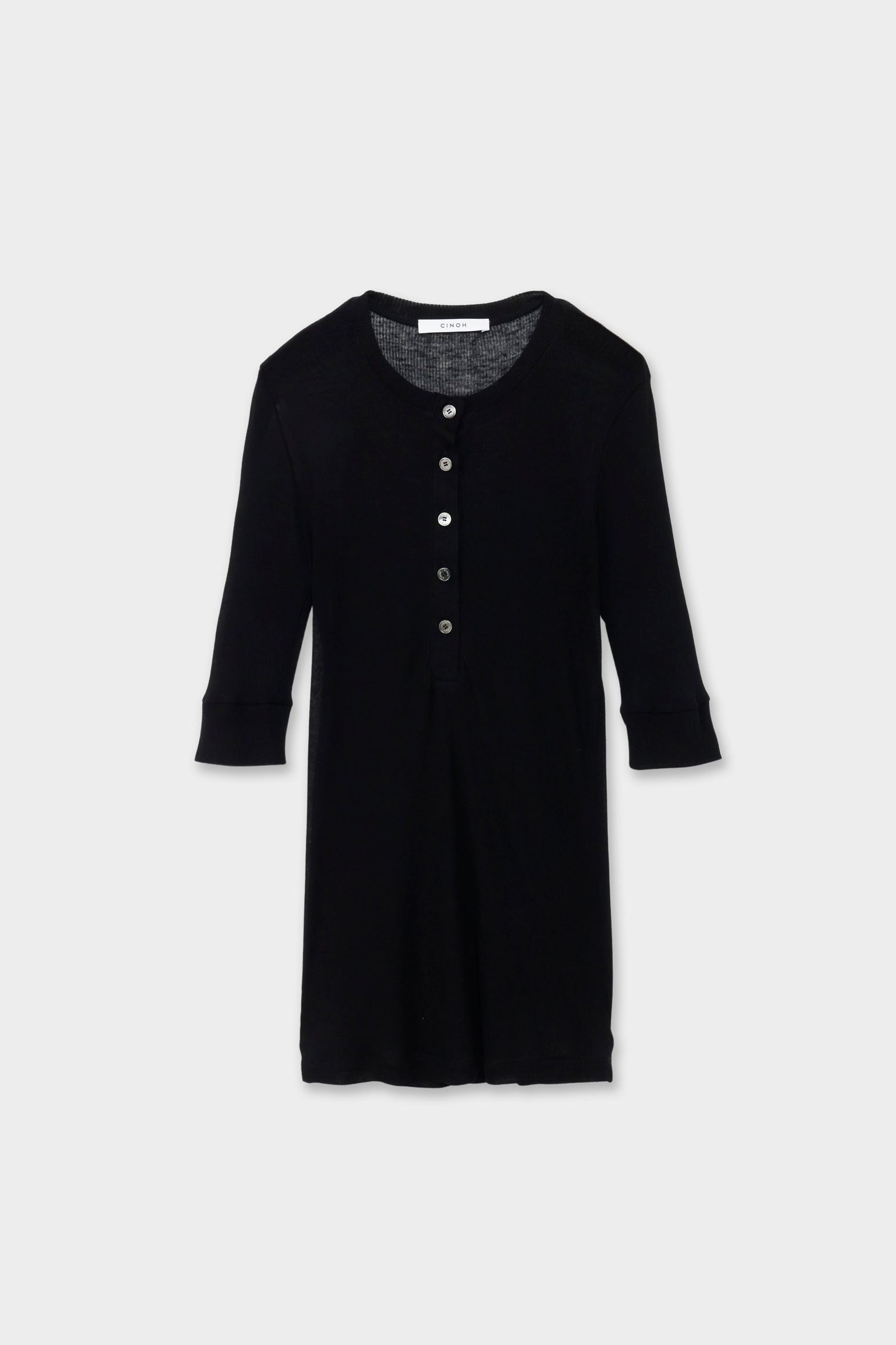 ヘンリートップス (ブラック) TENCEL CASHMERE HENLEY TOP (Black) / 26SS