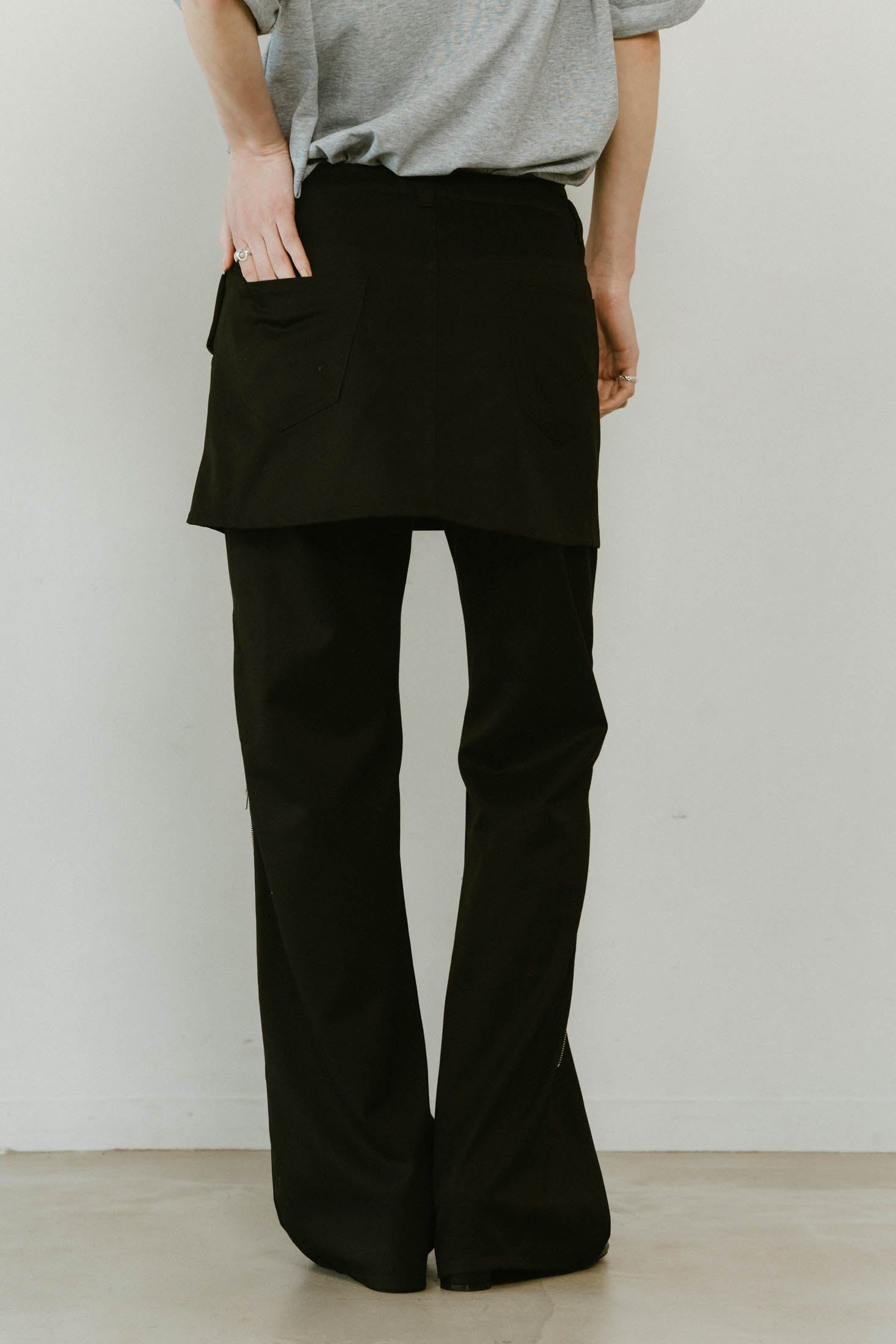 2piece zip flare pants / 2ピース ジップフレアパンツ (ブラック) / 25SS