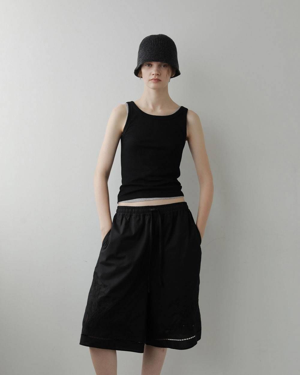 リネンニット バケットハット (チャコールグレー) Linenknit Bucket Hat (Charcoal Gray) / 27SS