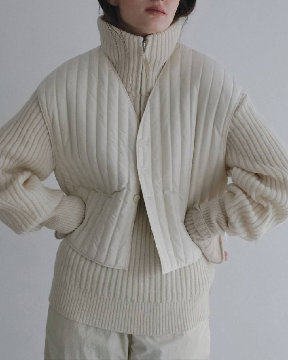 ハーフジップリブニット (アイボリー) Halfzip Rib Knit (Ivory) / 26AW 【6月29日まで期間限定予約】