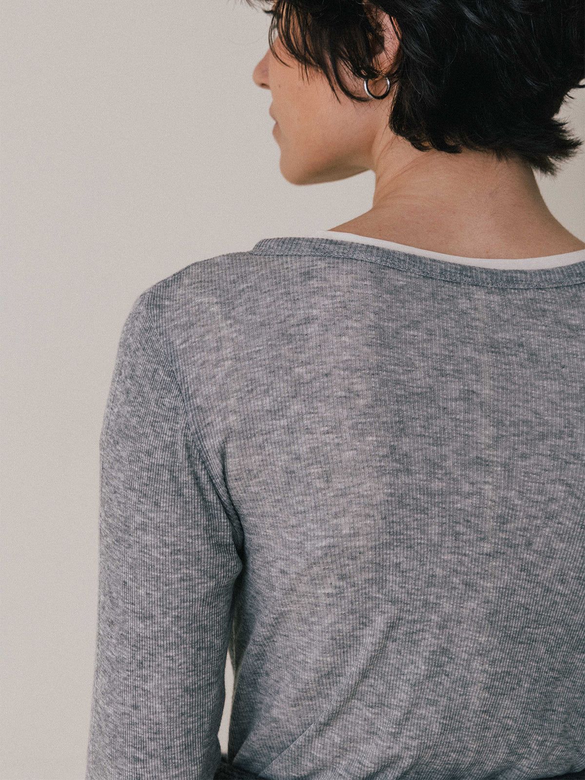 【25AW】LAYERED L/S HENLY TEE / レイヤード ロングスリーブ ヘンリーTシャツ (グレー)