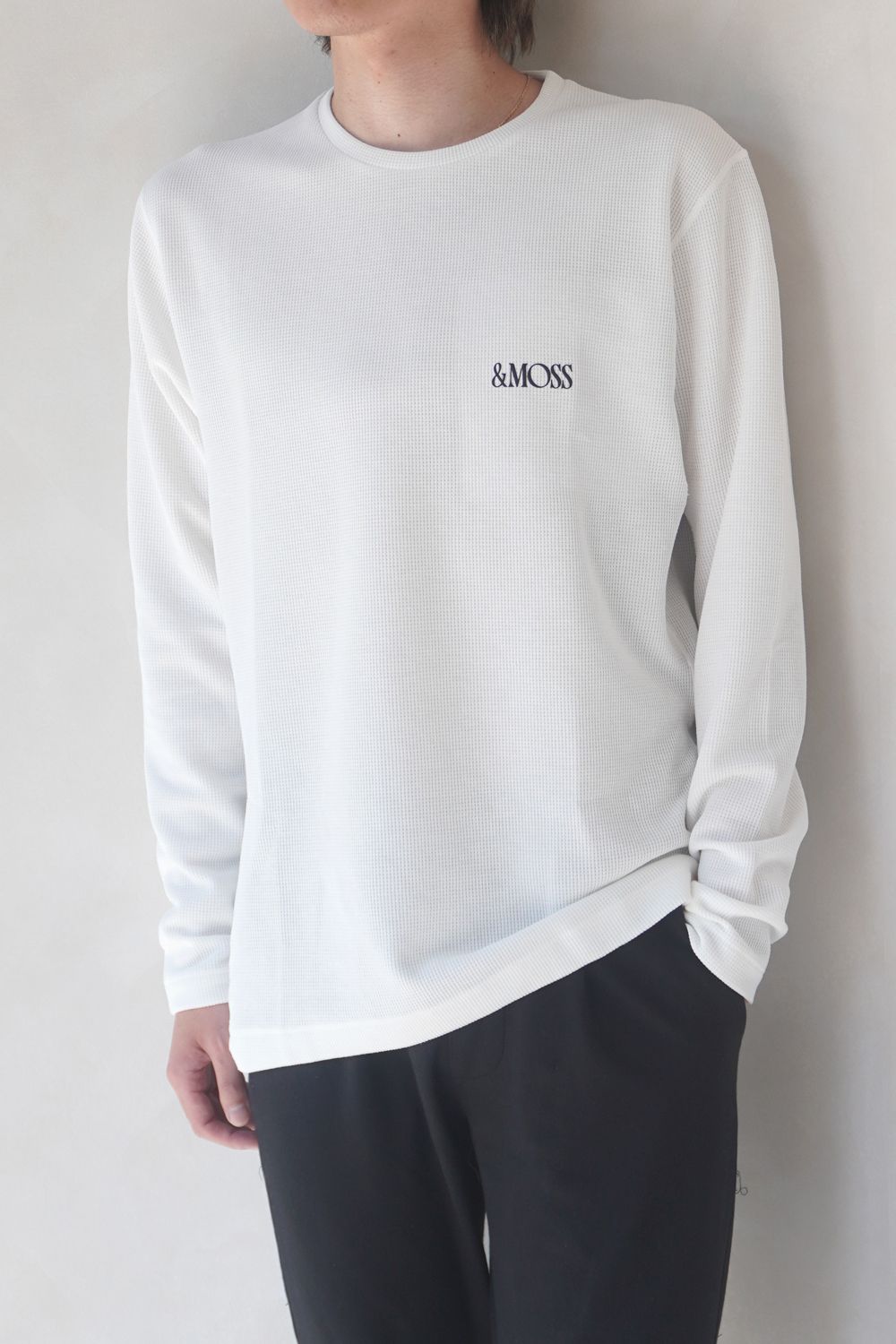 【残り1点】DRY WAFFLE LONG SLEEVE T-SHIRTS / ドライワッフル ロングスリーブTシャツ (ホワイト) / ユニセックス