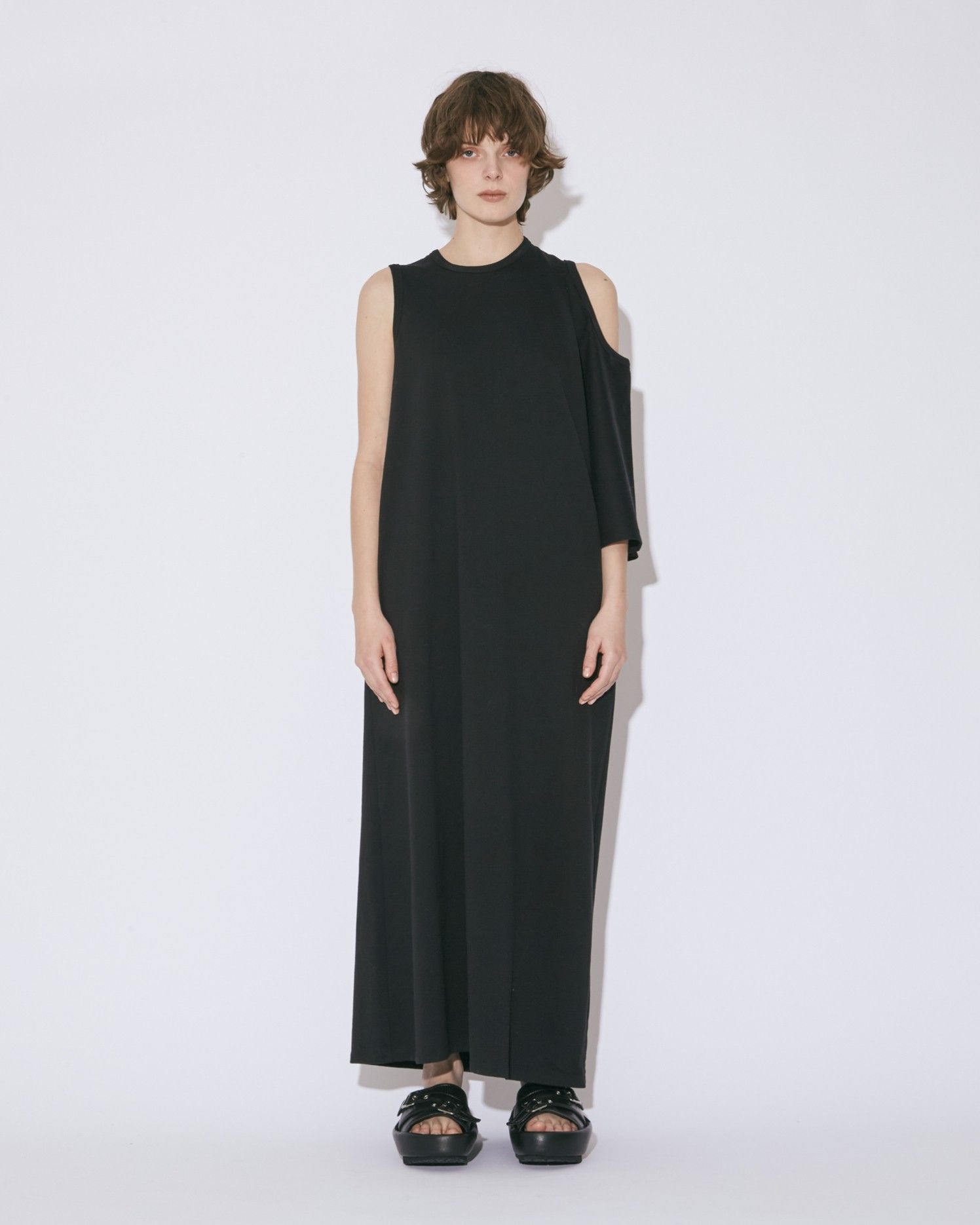 60/3 jersey two way neck dress / ジャージ 2ウェイネックドレス (ブラック)