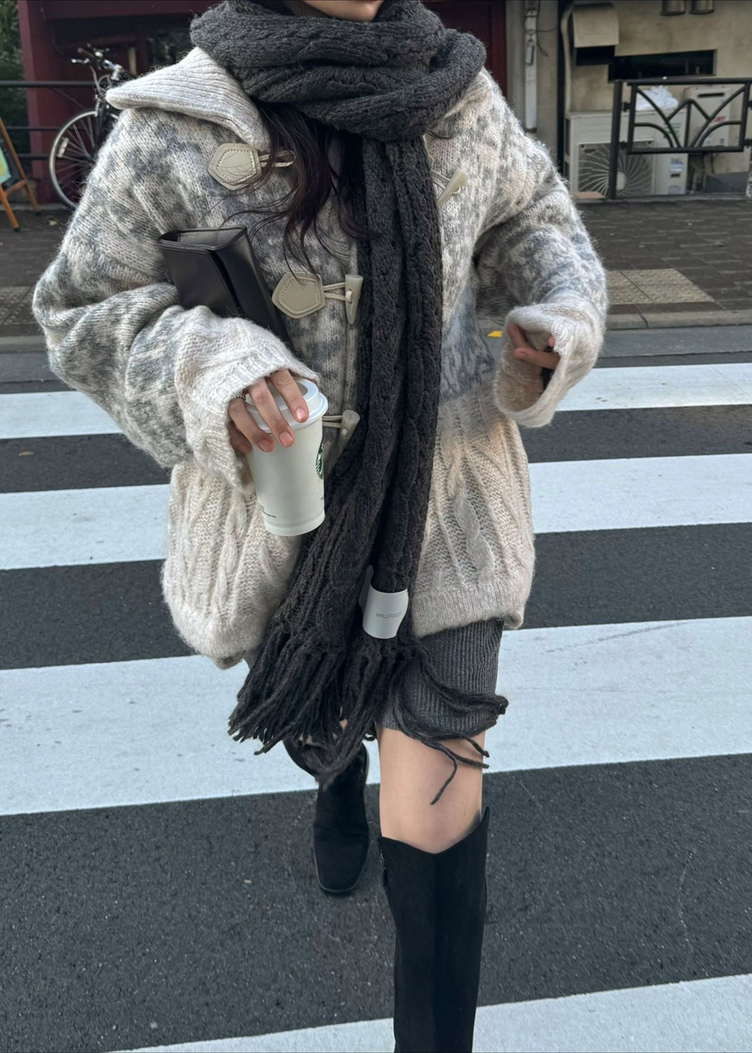 jacquard & cable placement toggle knit / ジャガード ケーブルトグルニット (ミックス) / 25AW /