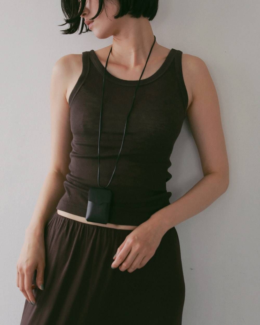 ウールタンクトップ (ブラウン) Wool Rib Tanktop (Brown) / 27SS