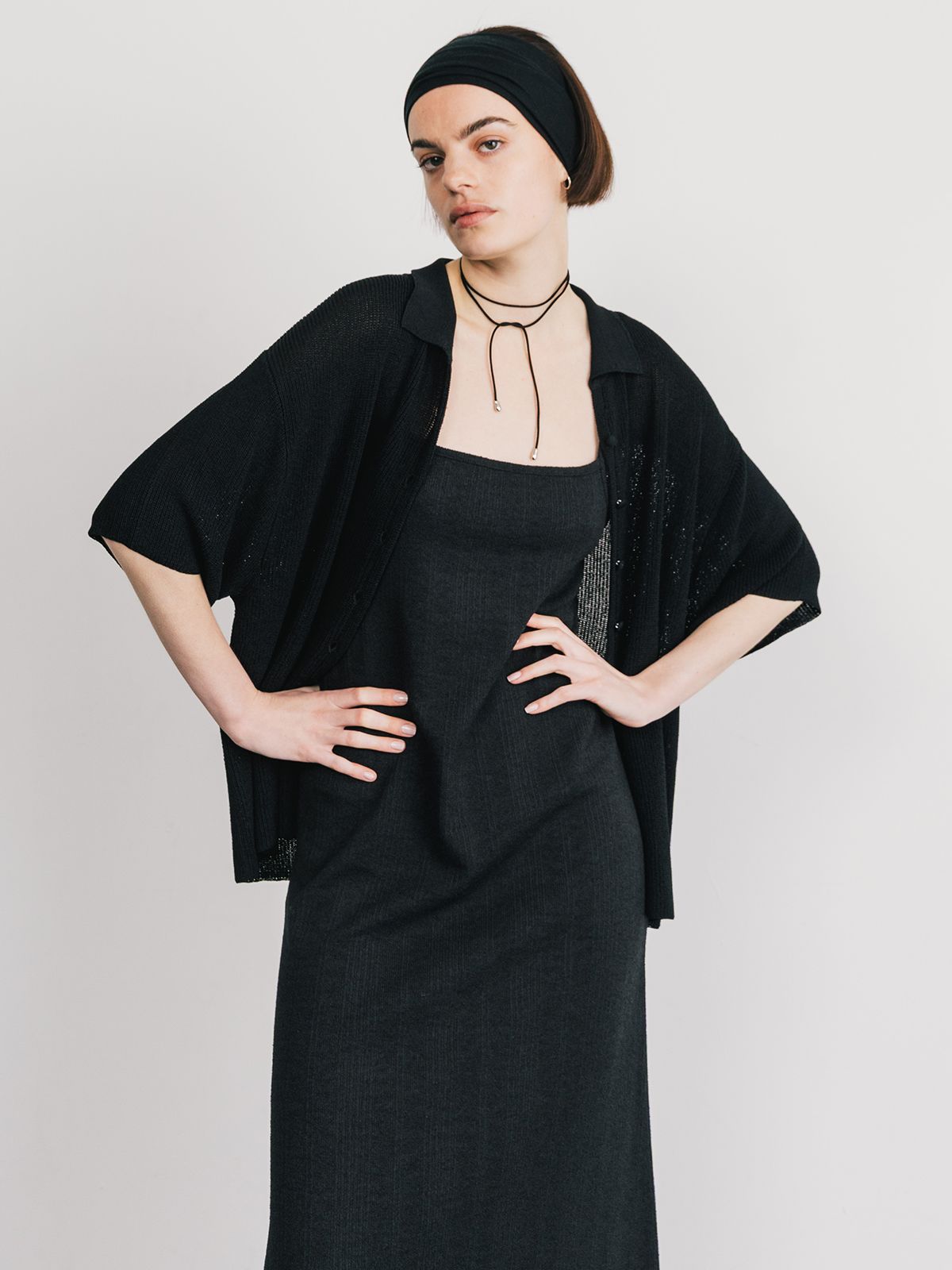 【25SS】ACETATE KNIT SHIRTS / アセテート ニットシャツ (ブラック)