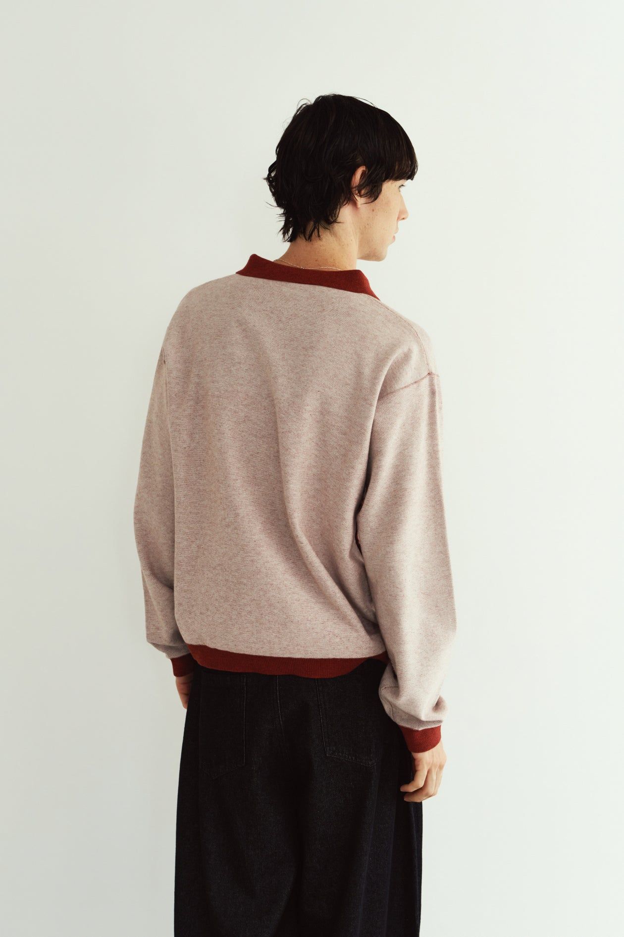 リバーシブル ジャガードポロニット (レッド) reversible jacquard polo knit(unisex) (Red) / 26AW