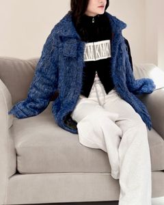 BIG COLLAR KNIT FUR JACKET (NAVY) / ビッグカラーニットファージャケット ネイビー