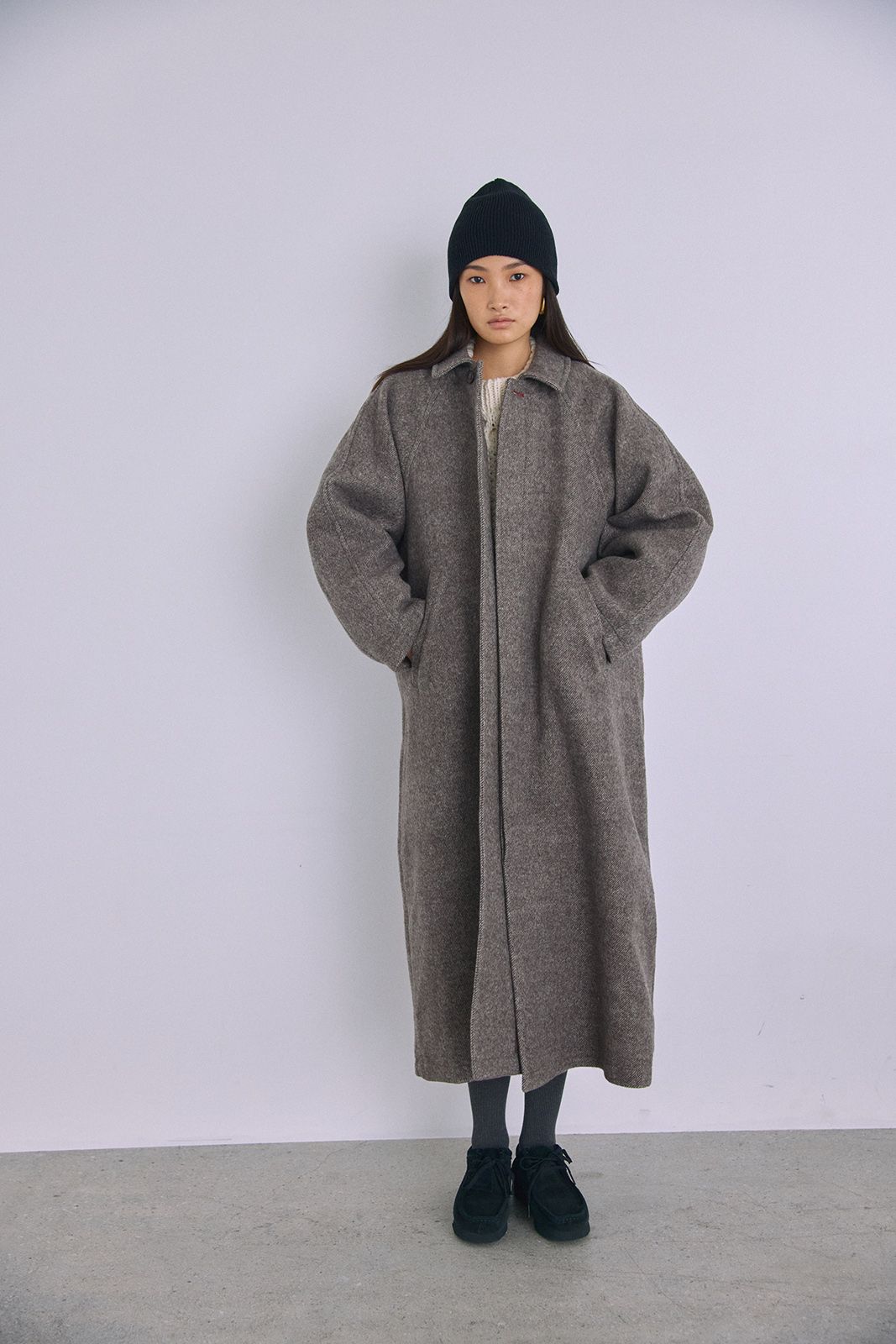 ラグランスリーブロングコート (ブラウン) Raglan Sleeve Long Coat (Brown) / 26AW