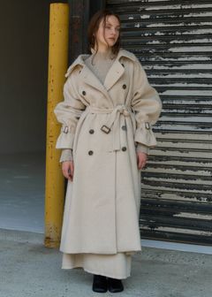 shaggy volume sleeve trench long coat / シャギー トレンチコート (ミルクティー) / 25AW /