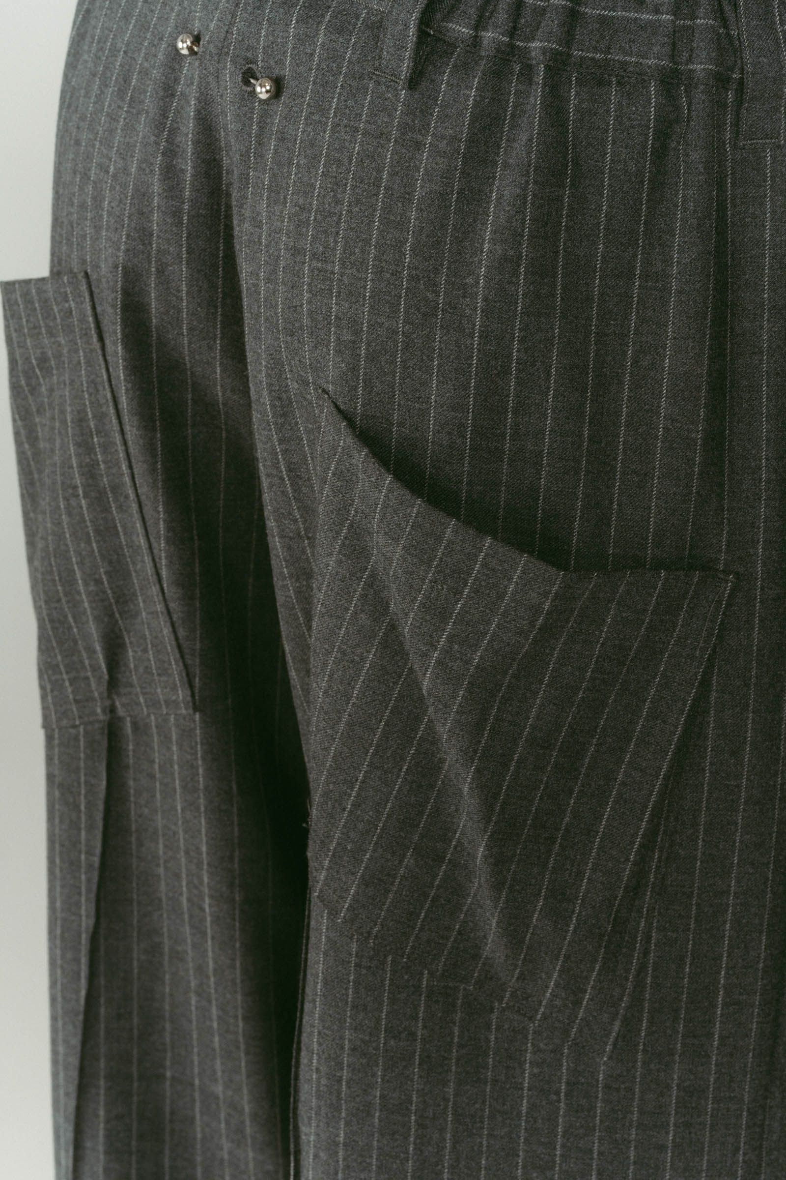 pierced drape pants(unisex) / ピアス ドレープ パンツ (ストライプグレー) / 25AW