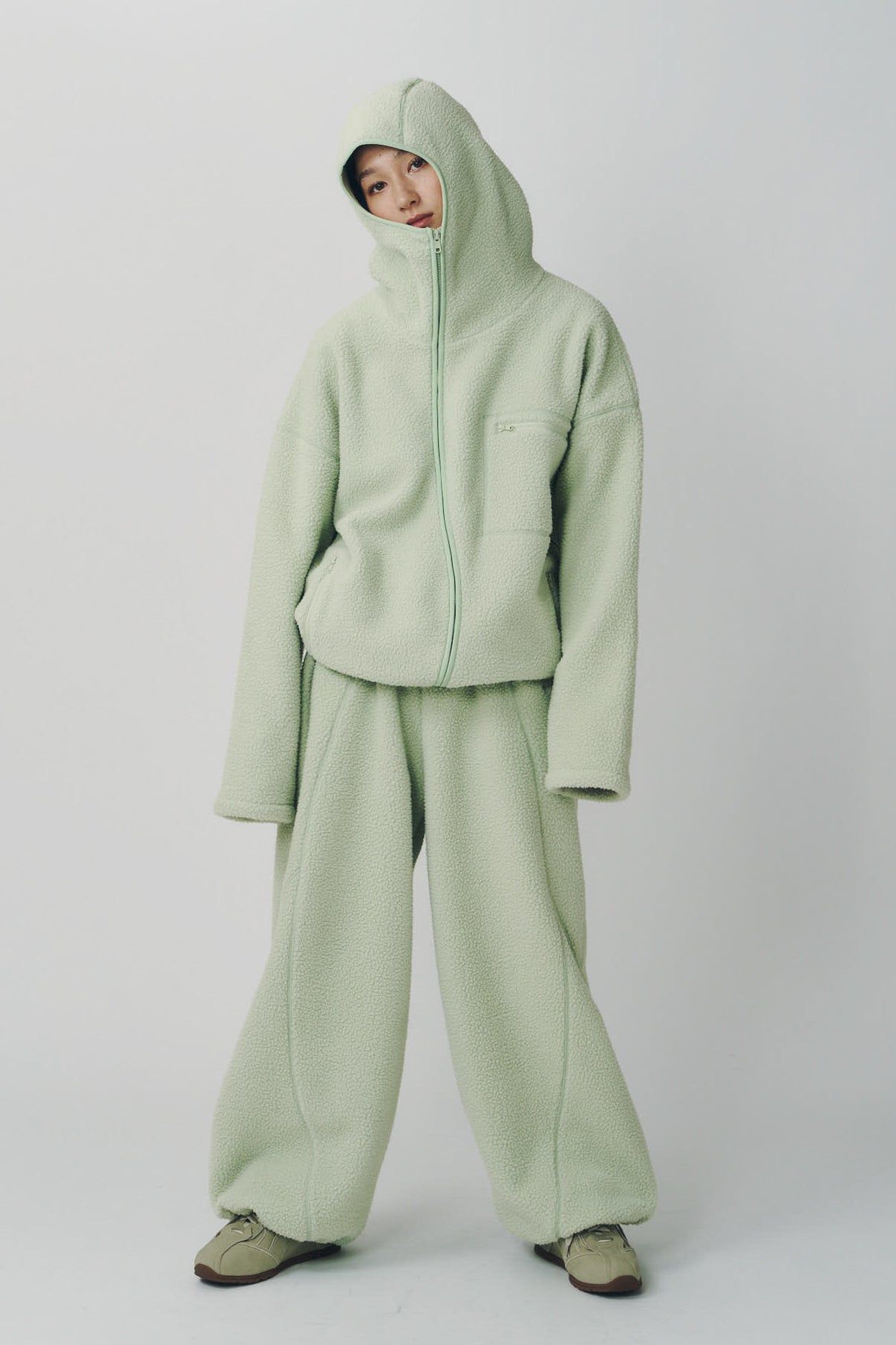 カーブジップ ボアフーディ (ミント) curved zip boa hoodie(unisex) (Mint) / 26AW