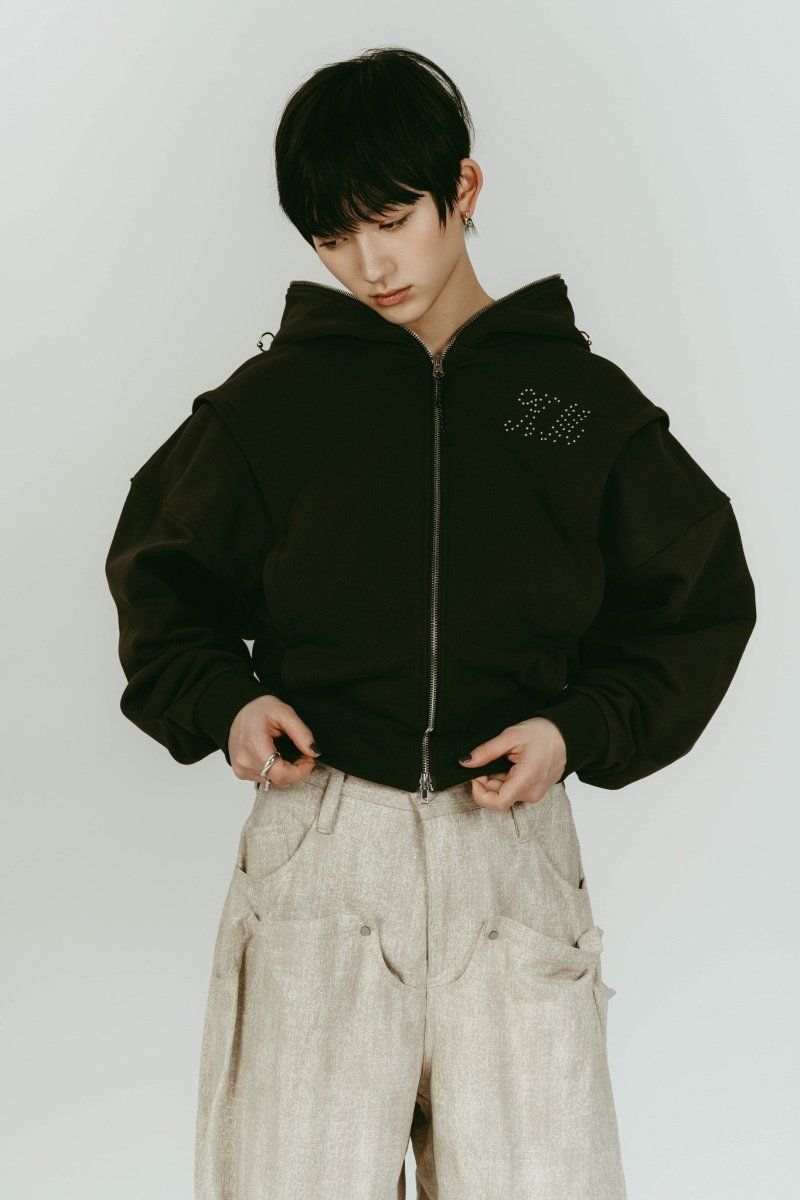 pierced hooded sweatshirt (Charcoal) / ピアス スウェットフーディ (チャコール) / 26SS