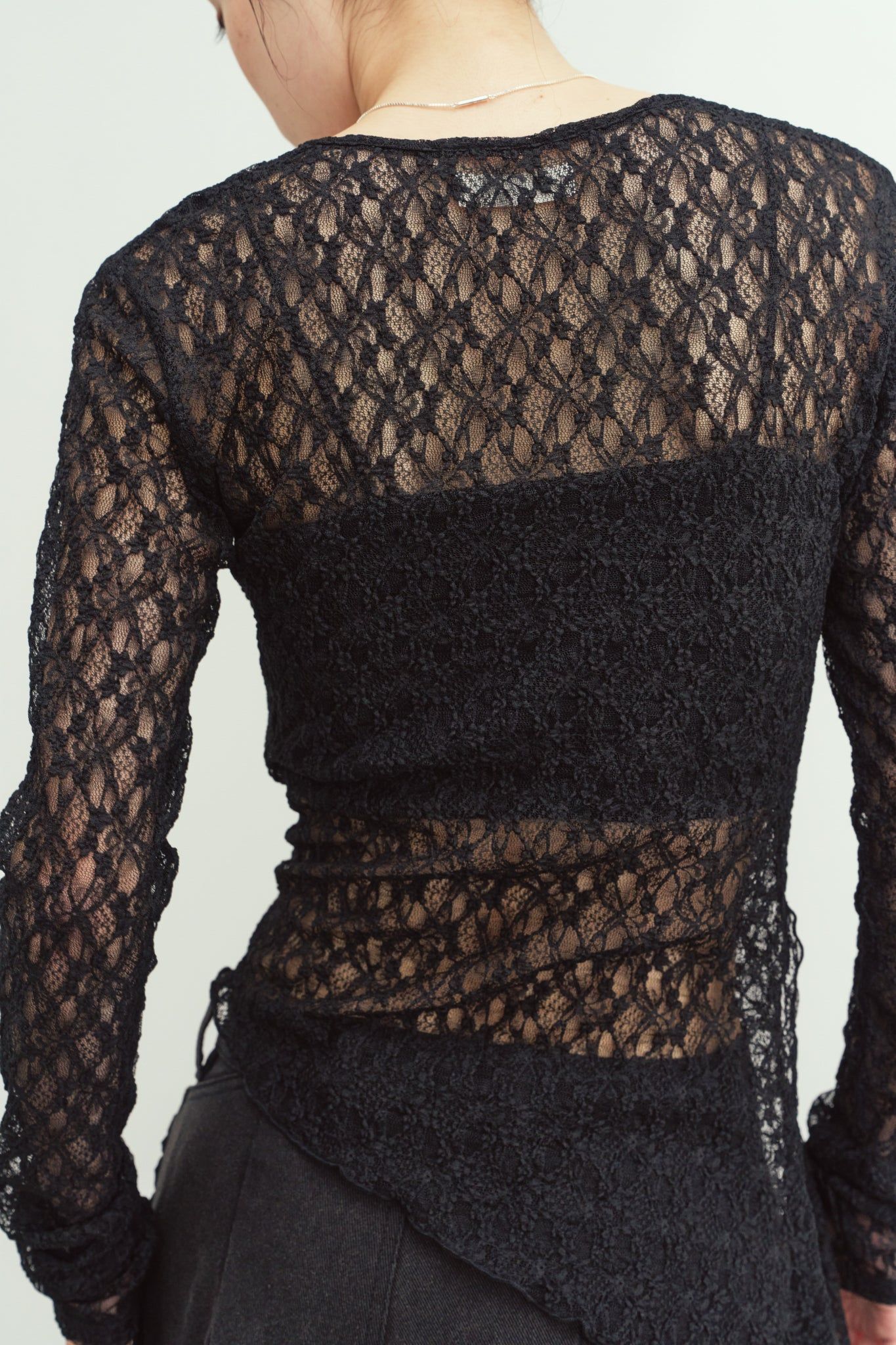レーストップス (ブラック) lace gathered top (Black) / 26AW