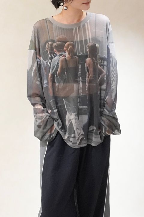 シアープリント ロングスリーブTシャツ (ガールズ) school sheer long-sleeve tee(unisex) (Girls) /  26SS