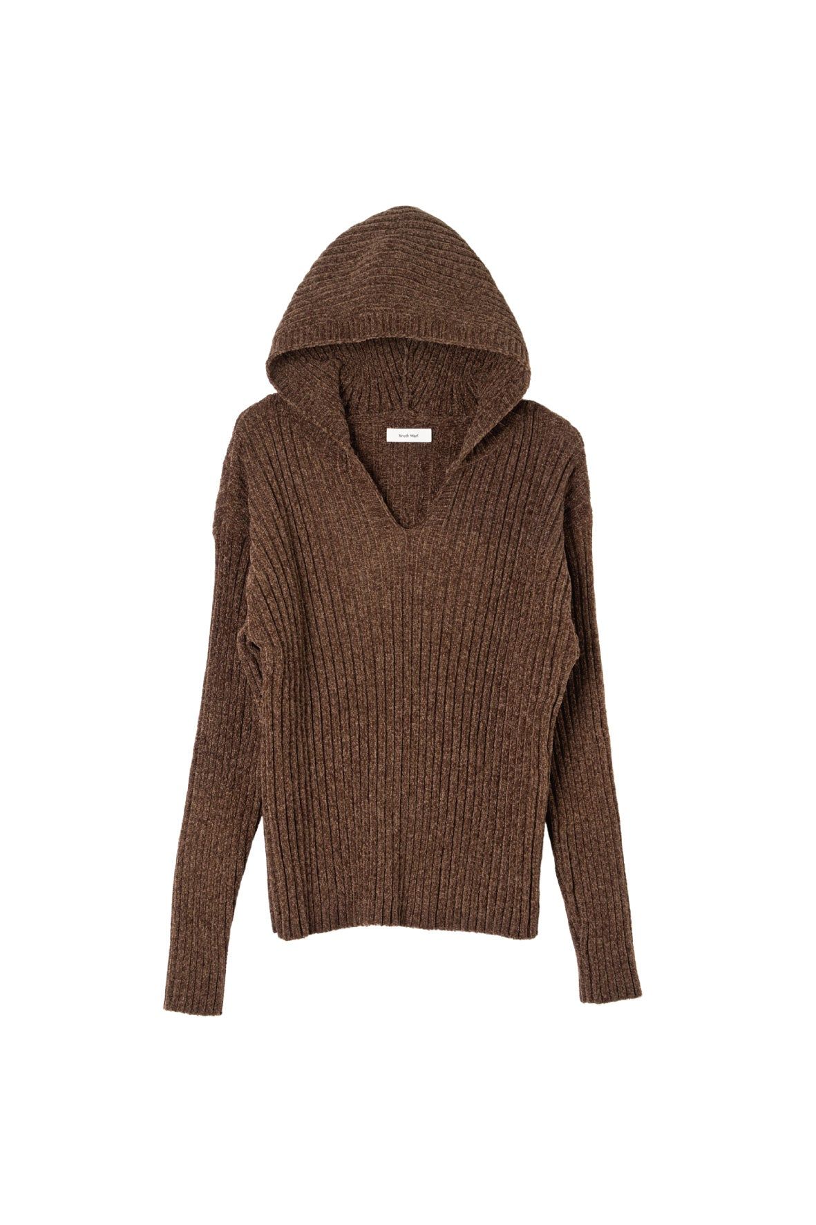ブークレ ニット フーディ (ブラウン) rib hoodie boucle knit (Brown) / 26AW