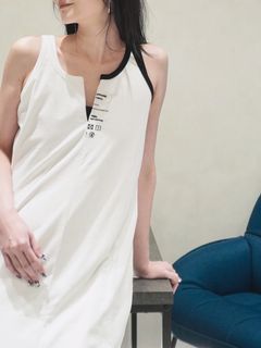 60/3 Jersey flip  tank-top dress / メニーウェイ タンクトップドレス (オフホワイト/ブラック)