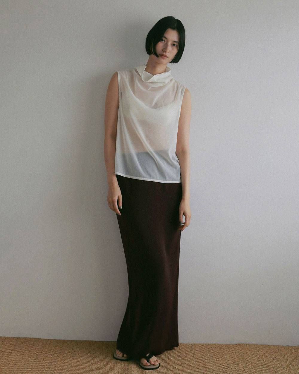 ジョーゼットペンシルスカート (ブラウン) Georgette Pencil Skirt (Brown) / 27SS