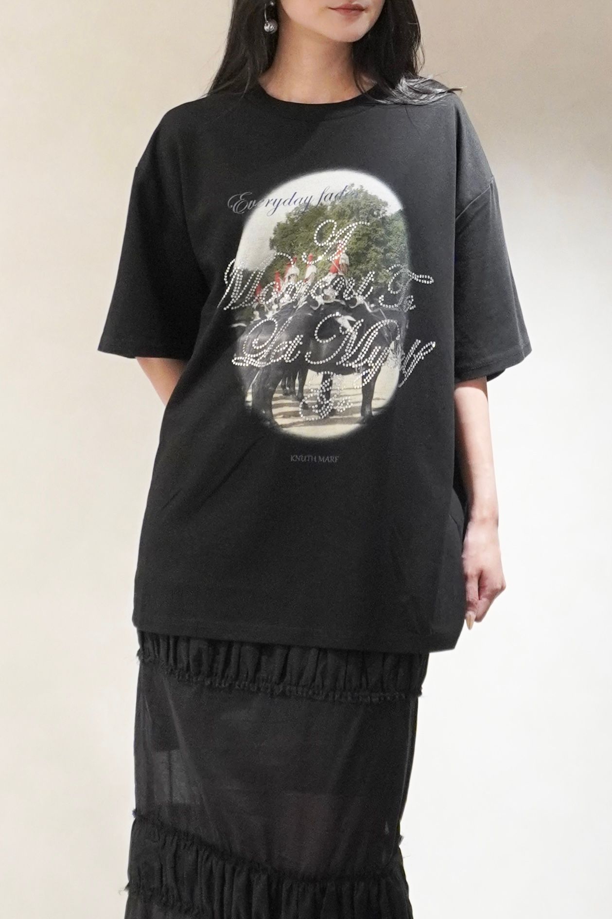 ラインストーングラフィックTシャツ (ブラック) rhinestone graphic tee(unisex) (Black) /  26SS