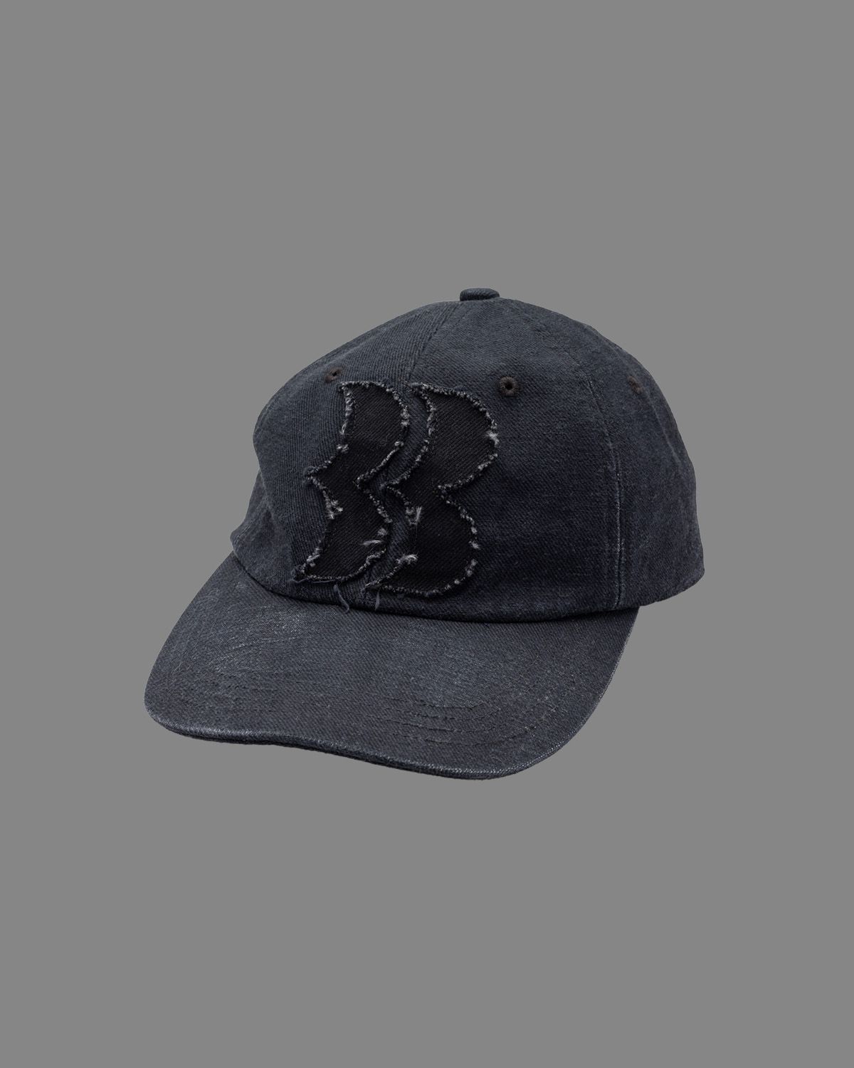 BB Logo Damaged Denim Cap / BBロゴ ダメージキャップ (ブラック)
