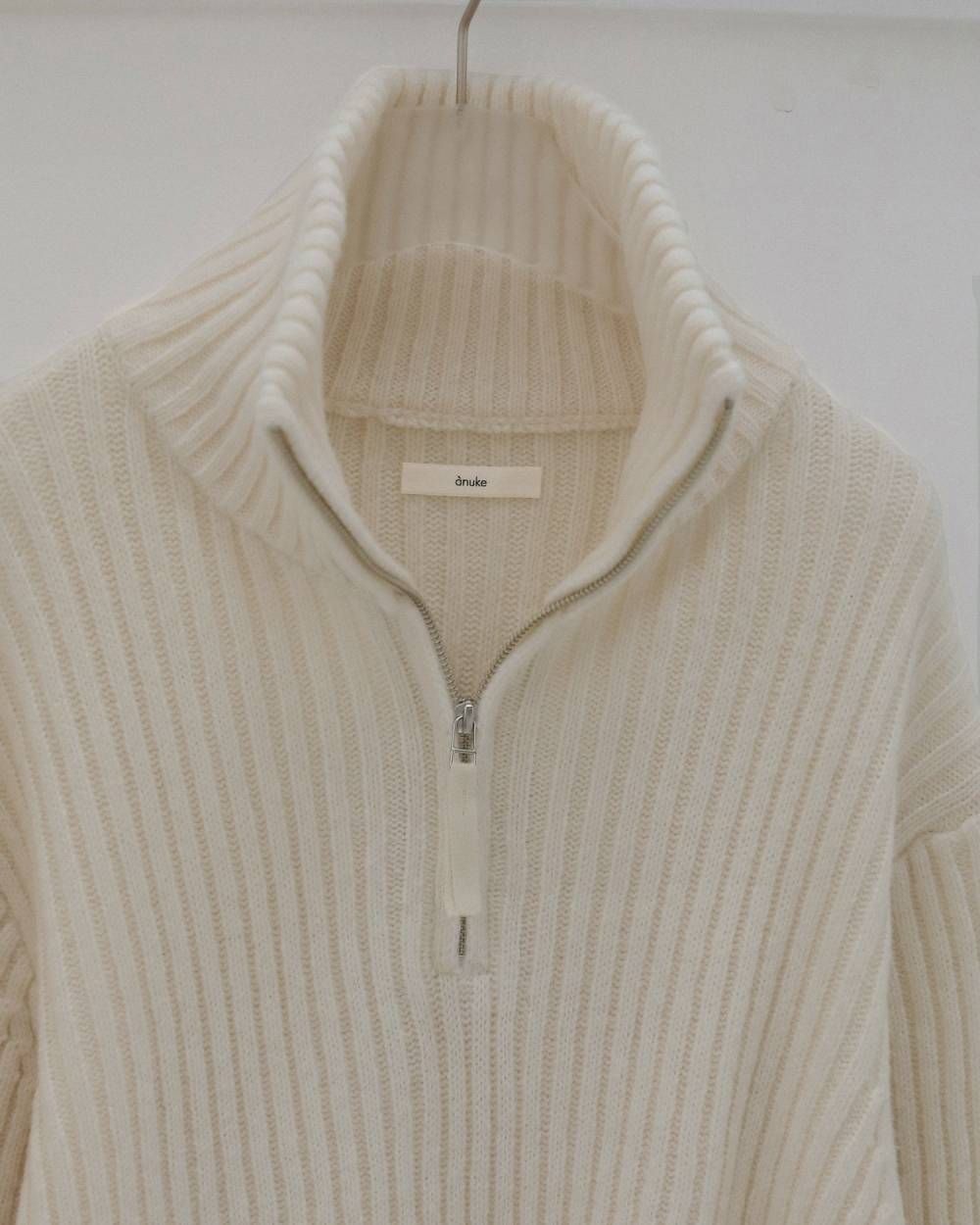 ハーフジップリブニット (アイボリー) Halfzip Rib Knit (Ivory) / 26AW 【6月29日まで期間限定予約】