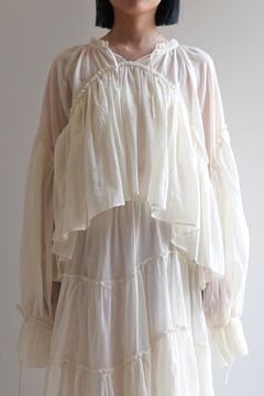 COTTON BLOUSE / コットン ブラウス (ホワイト) インナーキャミソール付き