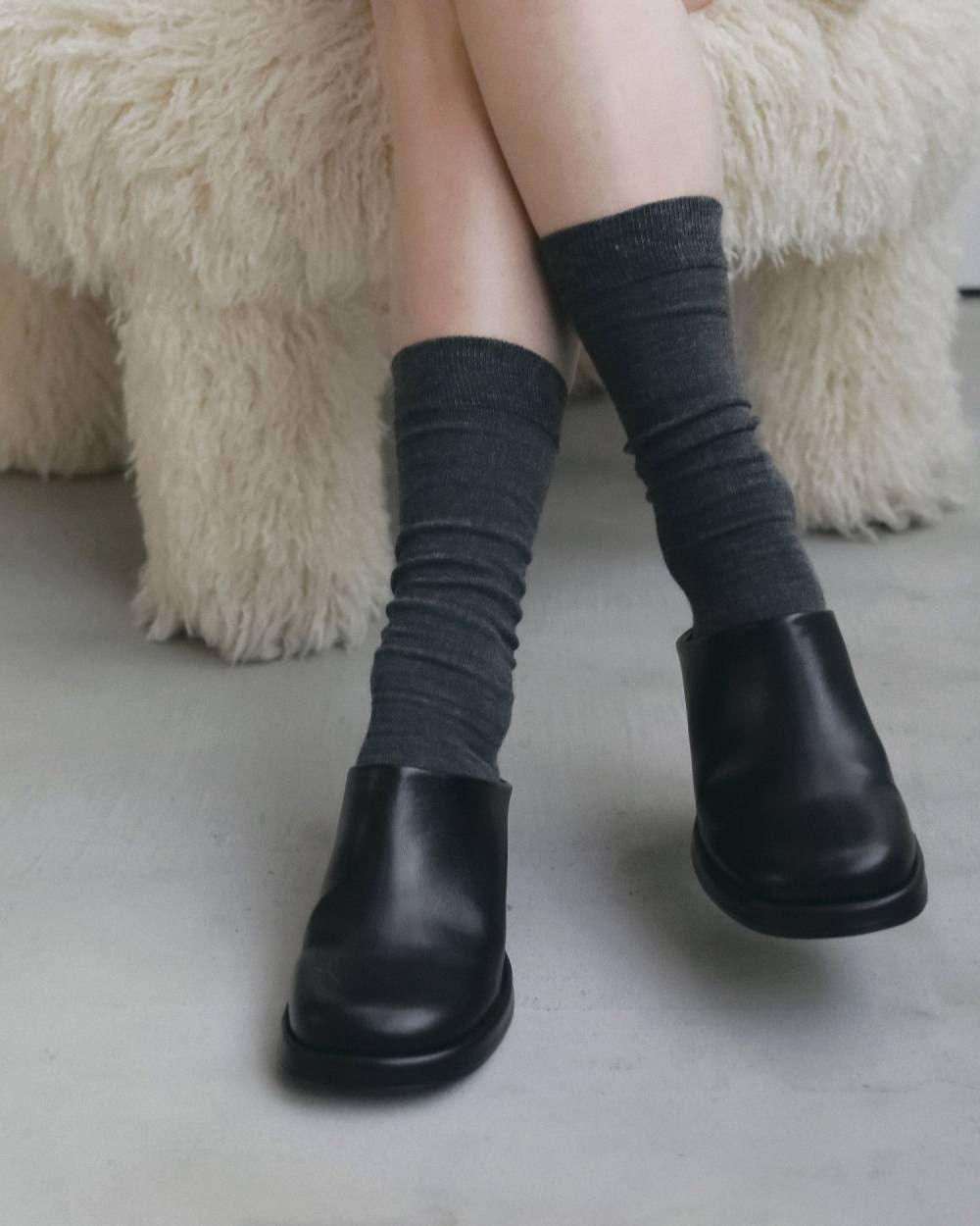 スクエアヒールスリッポン (ブラック) Square Heel Slip-on (Black) / 26AW 【6月29日まで期間限定予約】