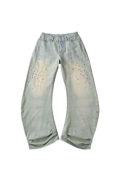 スタッズ ドレープデニム (ブルー) studded draped denim pants(unisex) (Blue) /  26SS