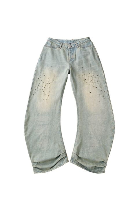 スタッズ ドレープデニム (ブルー) studded draped denim pants(unisex) (Blue) /  26SS