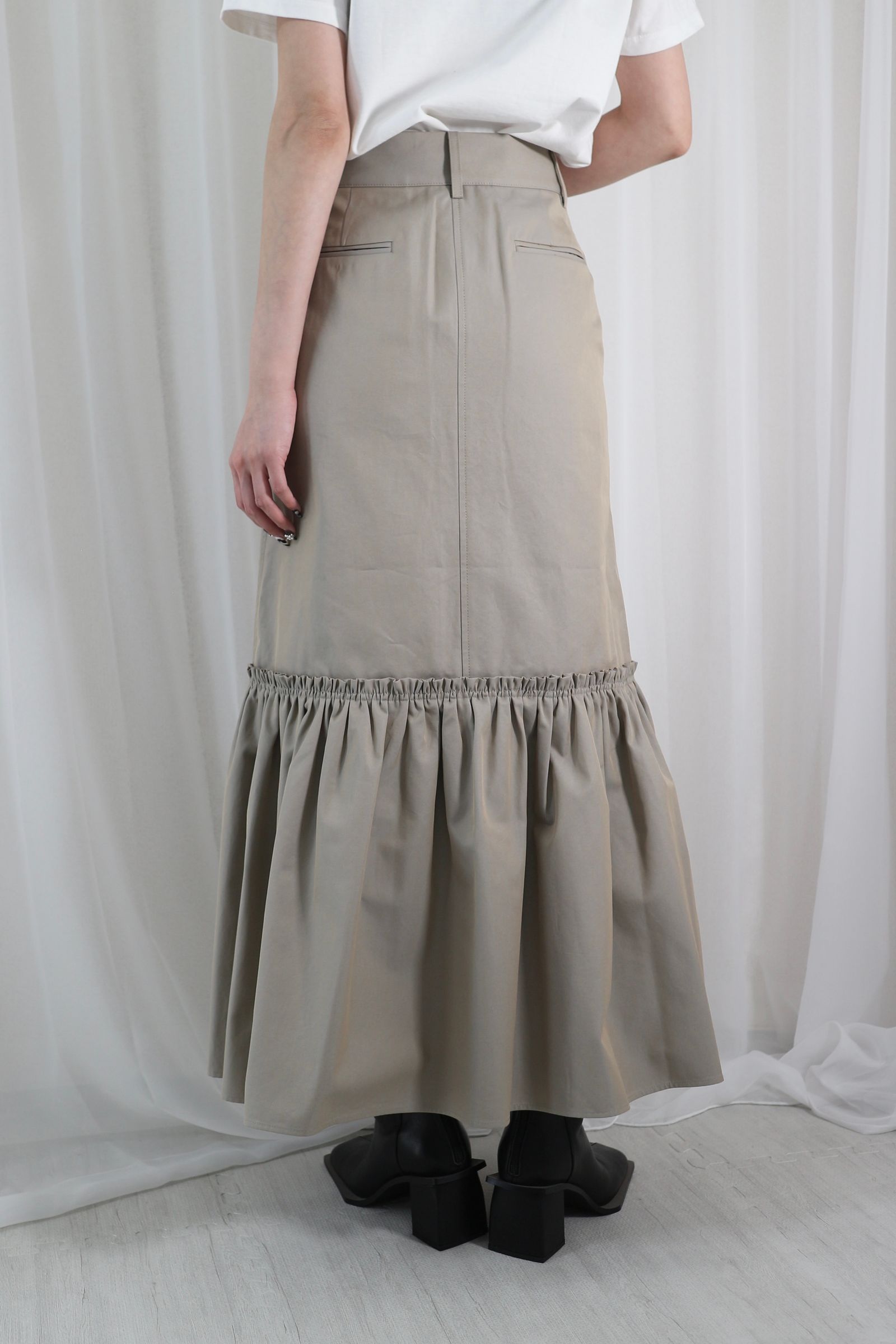 FINX COTTON GATHERED SKIRT / ギザコットンギャザースカート (ベージュ)