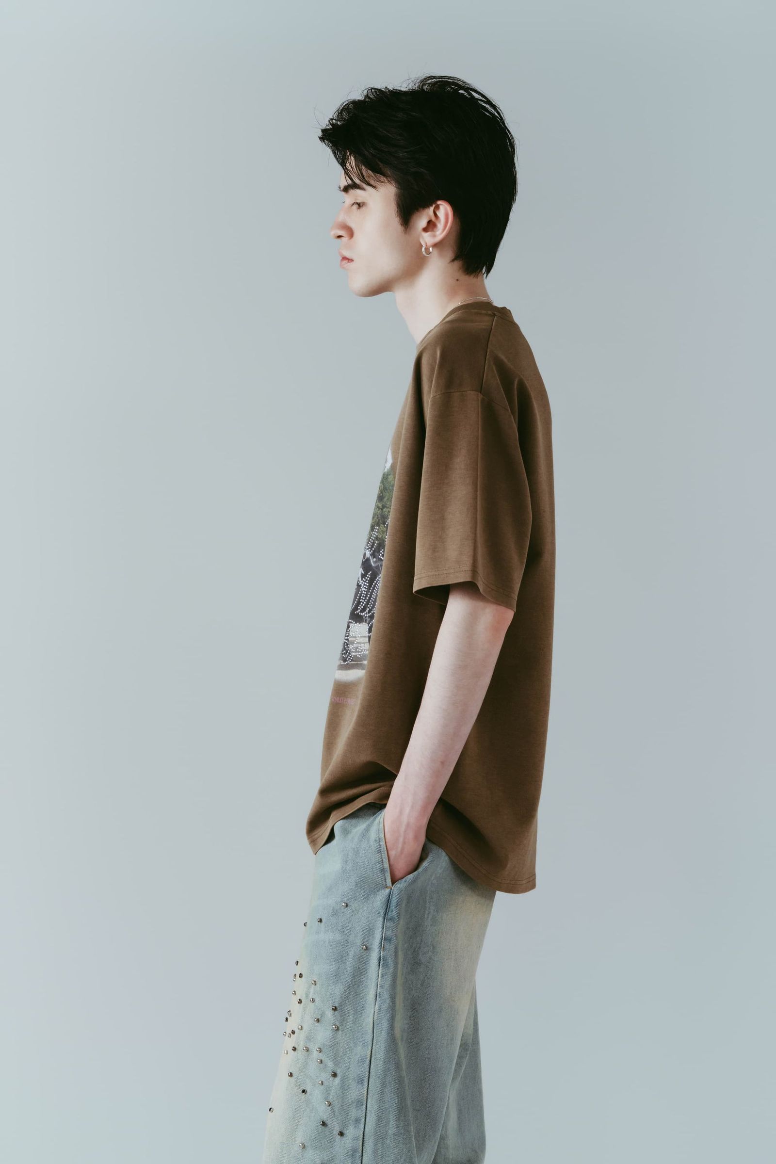 ラインストーングラフィックTシャツ (ベージュ) rhinestone graphic tee(unisex) (Beige) /  26SS