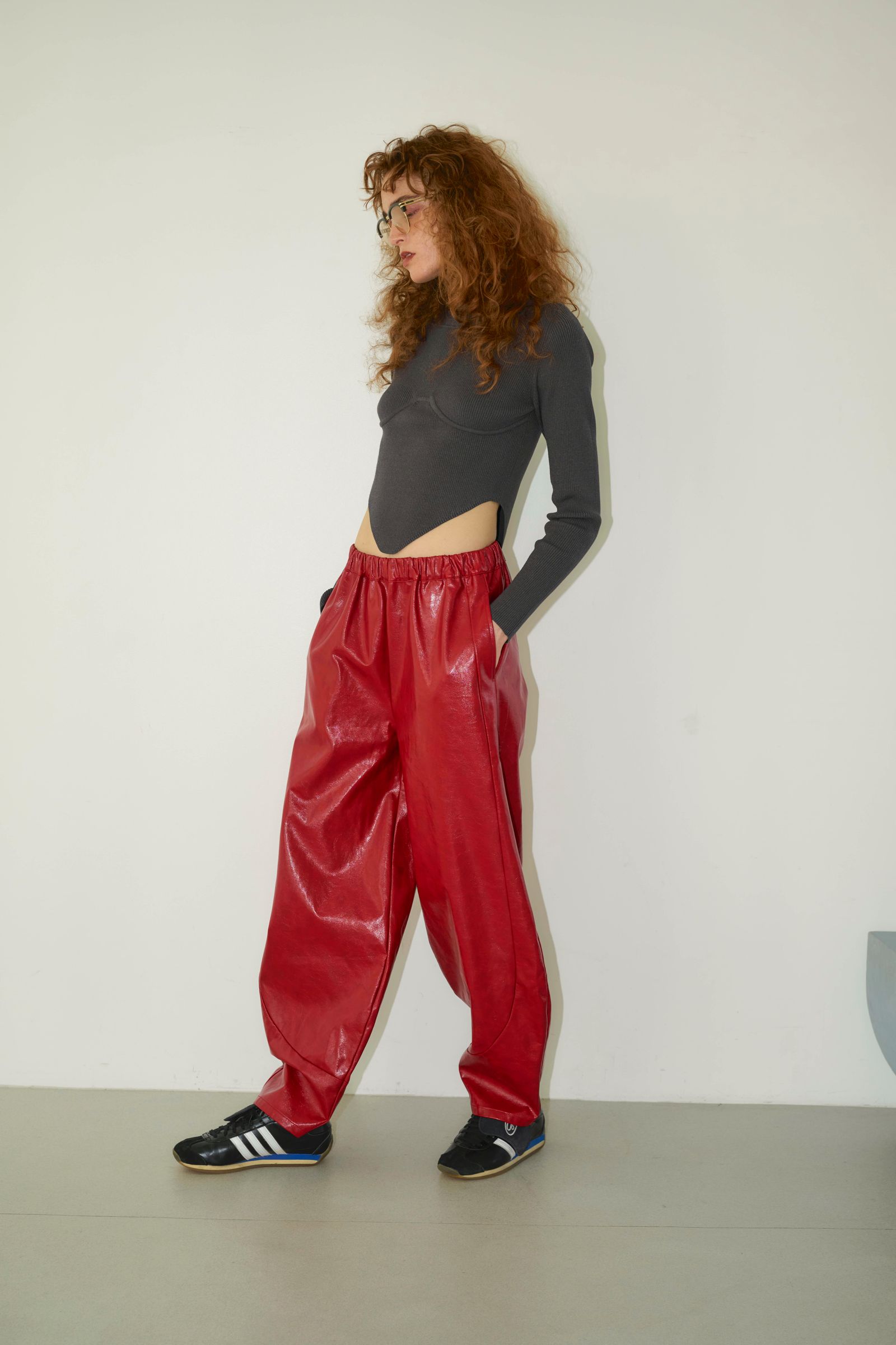 Bustier ribbed knit top / ビスチェリブニットトップス (チャコールグレー) / 25AW